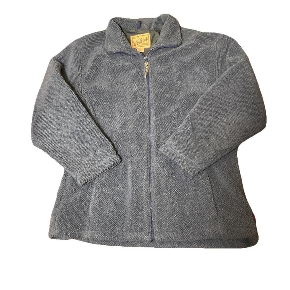 VTG Woolrich Fleece Jacket Womens Large Full Zip Blue Soft USA